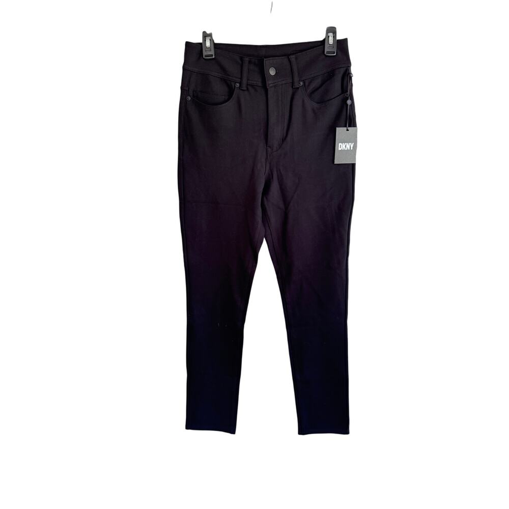 DKNY Black Slim Straight Pants Foundations Stretch Size 8 NWT